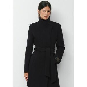 Aritzia Babaton The Connor Coat Black Italian Virgin Wool Slim Fit Wrap Coat
